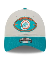 New Era Men's Stone/Aqua Miami Dolphins 2024 Sideline Historic 9TWENTY Adjustable Hat