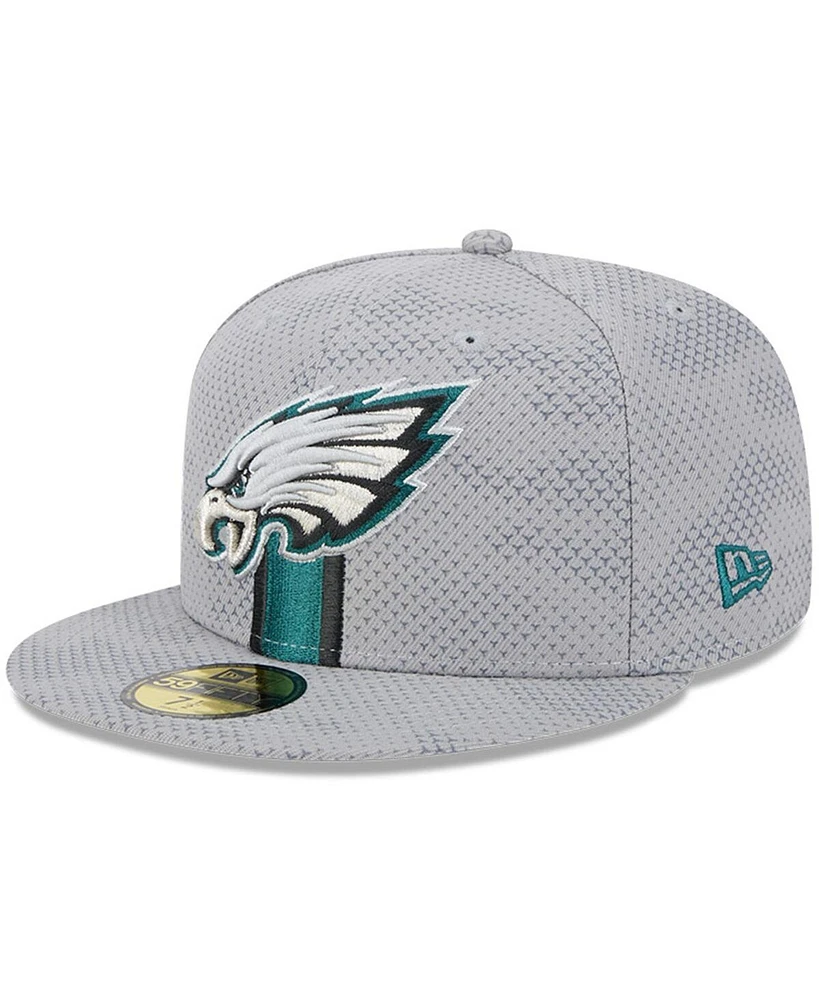 New Era Men's Gray Philadelphia Eagles 2024 Sideline 59FIFTY Fitted Hat