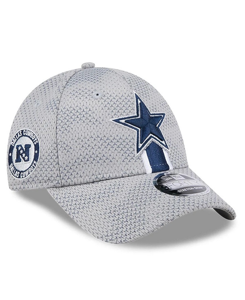 New Era Men's Gray Dallas Cowboys 2024 Sideline 9FORTY Stretch-Snap Hat