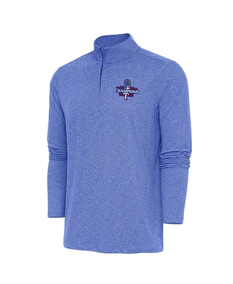 Antigua Men's Heather Royal Texas Rangers 2023 World Series Champions Hunk Quarter-Zip Pullover Top