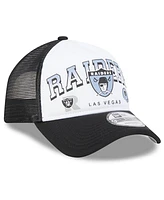 New Era Men's White/Black Las Vegas Raiders Retro Wordmark A-Frame 9FORTY Adjustable Hat