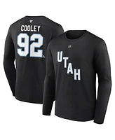 Fanatics Men's Logan Cooley Black Utah Hockey Club Authentic Stack Name Number Long Sleeve T-Shirt