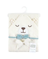 Hudson Baby Unisex Baby Cotton Animal Face Hooded Towel, Gingham Bear Boy, One Size