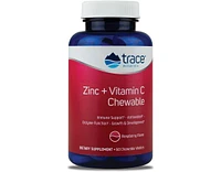 Trace Minerals Zinc + Vitamin C Chewable | Immune Support, Antioxidant, Enzyme Function, Growth & Development | Gummy | Raspberry | 60 Chewable Wafers