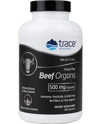 Trace Minerals Ancestral Beef Organ Capsules (Liver, Heart, Kidney, Pancreas, Spleen) | Pasture Raised, Grass Fed & Finished | Paleo & Keto Friendly |