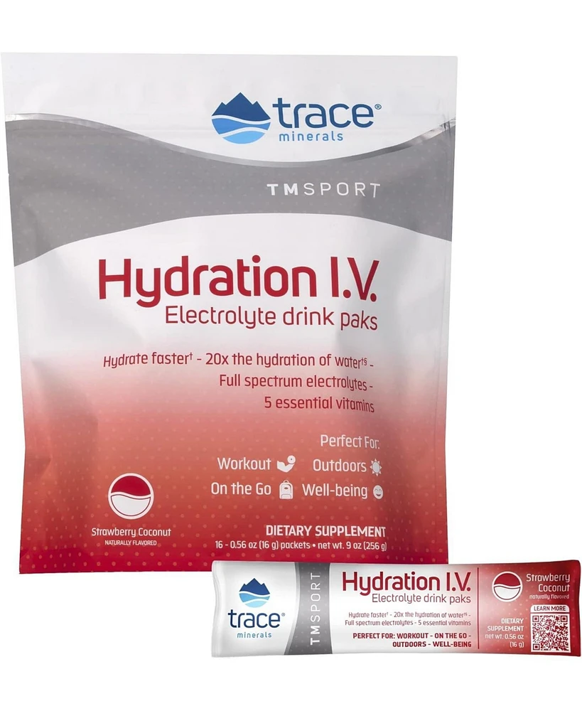 Trace Minerals Hydration I.v. Electrolytes Powder Packets | Full Spectrum Recovery Mineral Mix for Rapid Rehydration, Natural Energy and Muscle Stamin