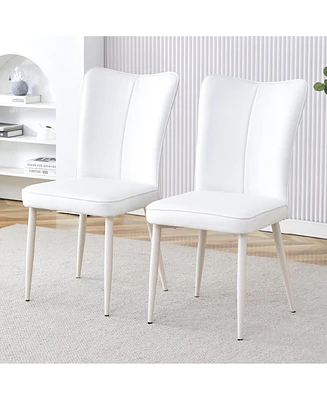 Streamdale Furniture White Modern Minimalist Dining Chairs (Set of 2)