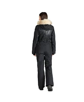 Pajar Women's Pearl Belted Mixed Media Ski Jumpsuit