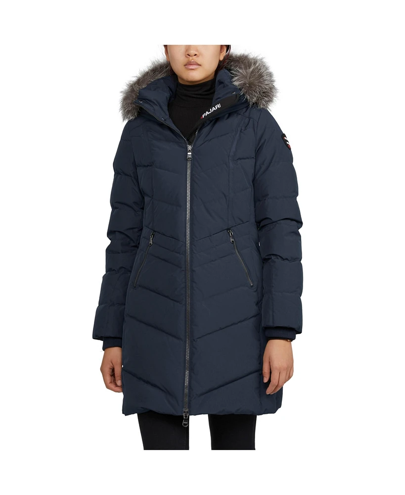 Pajar Women's January Down Chevron Puffer with Detachable Hood Fur