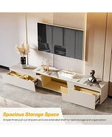 Tribesigns Extendable Tv Stand for TVs Up to 100", Modern Entertainment Center with 3 Drawers Storage, Faux Marble Media Console for Living Room, Bedr