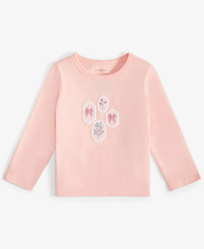 First Impressions Baby Girls Delicate Stamps Graphic Long-Sleeve T-Shirt, Created for Macy's