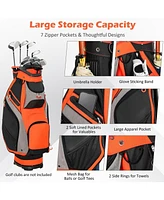 Vebreda 10.5 Inch Golf Stand Bag with 14 Way Dividers and 7 Zippered Pockets-Orange