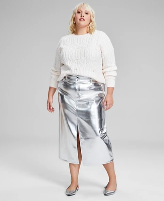 And Now This Trendy Plus Metallic Midi Skirt, Created for Macy's