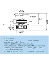 Skonyon 52 Inch Ceiling Fan with Light Reversible Blade and Adjustable Speed-Silver