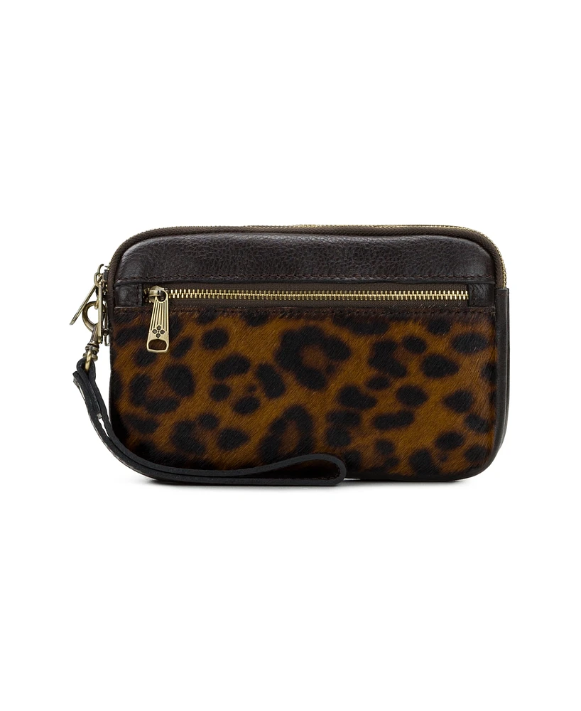 Patricia Nash Viani Leather Wristlet - Leopard hair-on