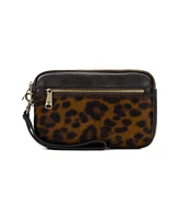 Patricia Nash Viani Leather Wristlet - Leopard hair-on