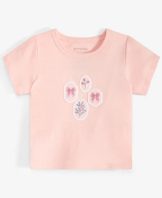 First Impressions Baby Girls Delicate Stamps Graphic Short-Sleeve T-Shirt, Created for Macy's