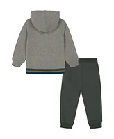 Kids Headquarters Baby Boys Fleece Pieced Stripe Heather Hoodie Joggers, 2Piece Set