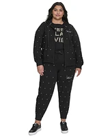 Karl Lagerfeld Paris Plus Embellished Zip-Front Hoodie, Created for Macy's