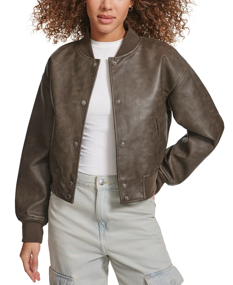 Levi's Women's Faux Leather Varsity Bomber Jacket