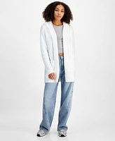 Madden Girl Juniors' Faux Shearling Lined Open-Front Hoodie Cardigan