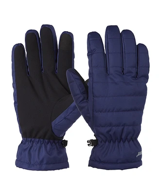 Isotoner Signature Men's Quilted Pongee Gathered Wrist Water Repellent and Touchscreen Gloves