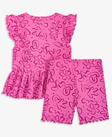 Epic Threads Toddler Girls Bubble-Floral-Print Rib Ruffled Top & Shorts, 2 Piece Set, Created for Macy's