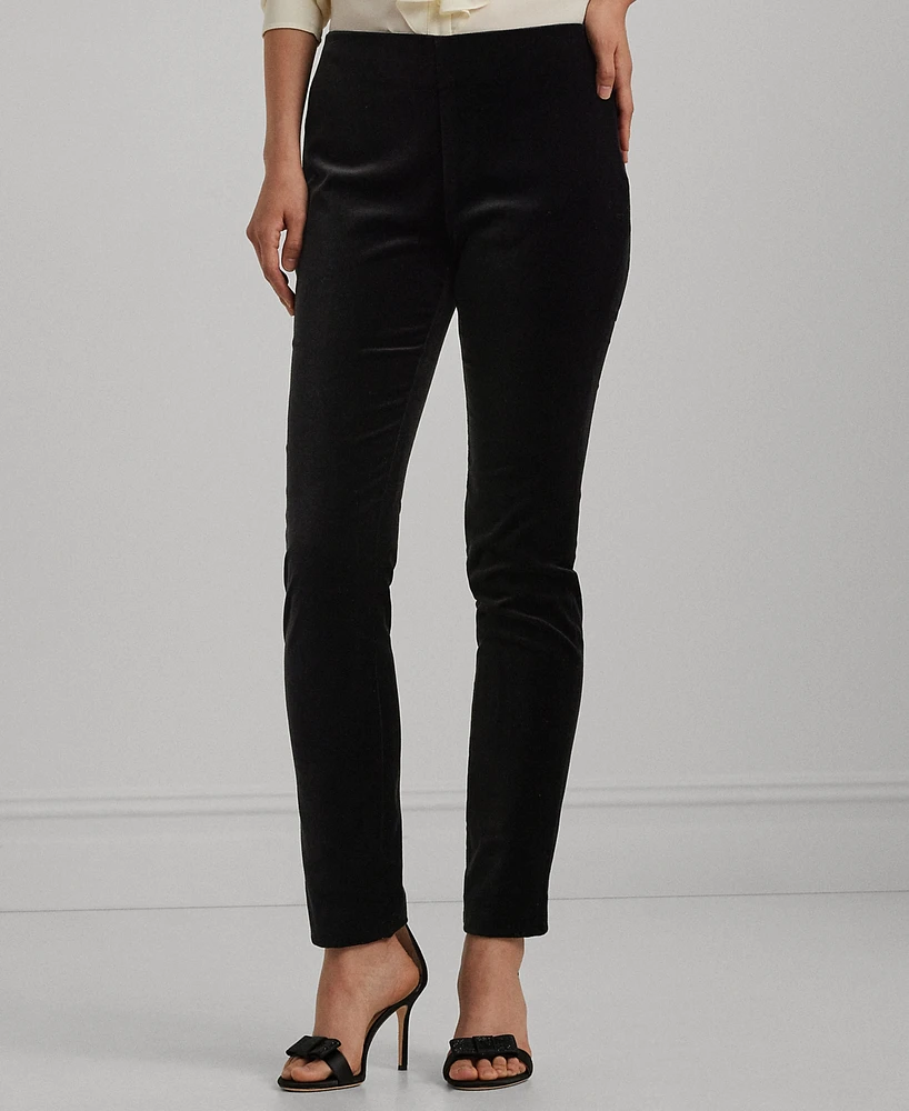 Lauren Ralph Petite Stretch Velvet Skinny Ankle Pants