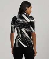 Lauren Ralph Petite Geo-Print Stretch Jersey Turtleneck