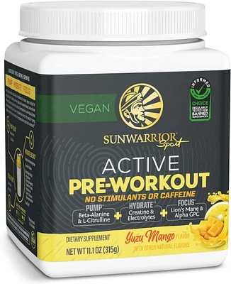 Sunwarrior Us Active Pre-Workout Non Stim Tub, Yuzu Mango, 315gm