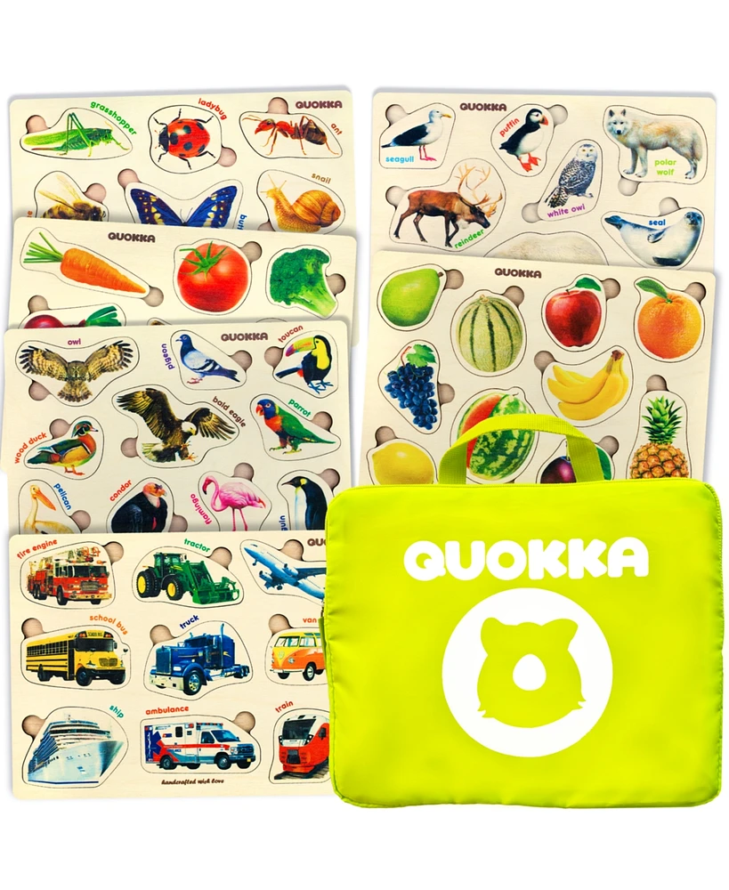 Quokka 6SET Montessori Wooden Toddler Puzzles Ages 2-4 in a Bag