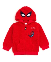 Marvel Toddler Boys Avengers Spider-Man Cozy Sherpa Cosplay Hoodie Newborn to (0-3 Months - 10-12)