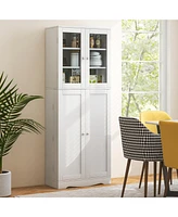 Costway 63.5" Tall Kitchen Pantry Storage Cabinet with Glass Door Shelves