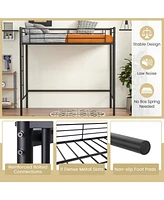 Costway Twin Size Loft Bed Heavy Duty Metal Loft Bed Frame with Safety Guardrail