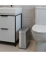 iTouchless Stainless steel Slim Sensor Trash Can with Side Lid Open and AbsorbX Odor Filter 4 Gallon Silver 