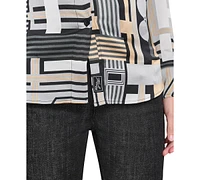 Karl Lagerfeld Paris Petite Geometric-Print Blouse