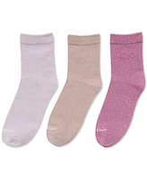 Calvin Klein Women's Flat Knit Sparkle Anklet Socks, Pack Of 3