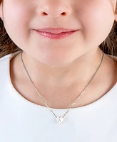 Tiny Blessings Girls Children's Sterling Silver Mini Sliding Heart & Engraved Initial 12-14" Necklace