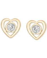 Wrapped Diamond Heart Stud Earrings (1/6 ct. t.w.) in 14k Gold, Created for Macy's