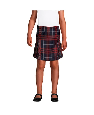 Lands' End Little Girls School Uniform Side Pleat Plaid Skort Above the Knee