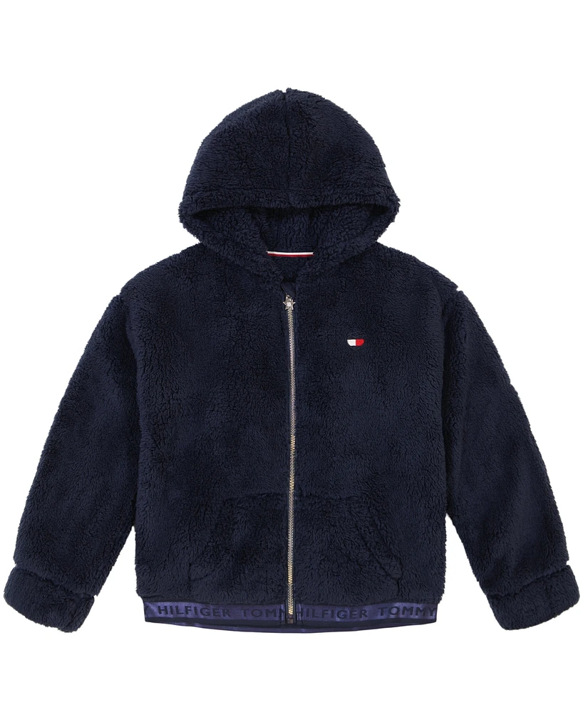 Tommy Hilfiger Little Girls Minky Zip Front Hoodie