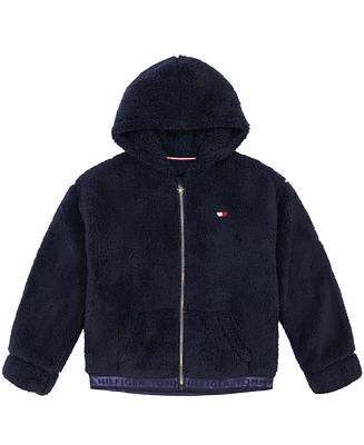 Tommy Hilfiger Little Girls Minky Zip Front Hoodie