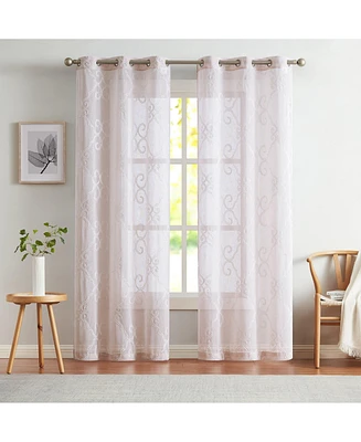 Dainty Home Lea Linen Look 76" W x 96" L Grommet Window Panel Set