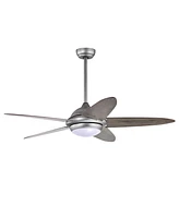 Skonyon 52 Inch Ceiling Fan with Lights and 3 Lighting Colors-Silver Gray