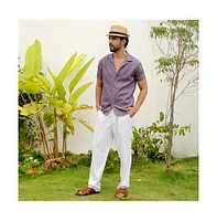 Men's Plum Purple Embroidered Heathered Shirt