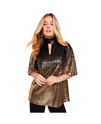 June + Vie Plus Size June + Vie Sequin Keyhole Tee