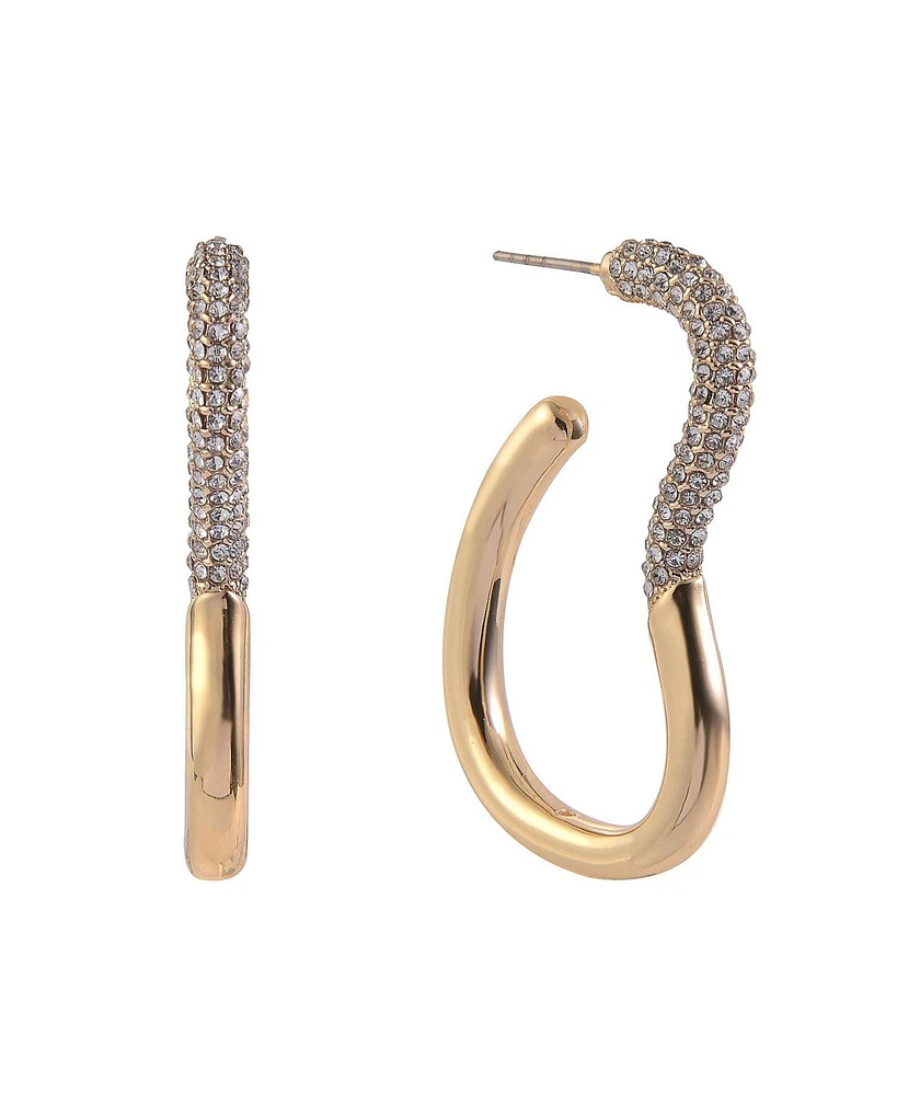 Laundry by Shelli Segal Post Hoop Earrings with Pave Stones