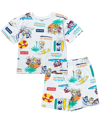 Paw Patrol Little Boys Rubble Marshall Chase Baby French Terry T-Shirt and Shorts Outfit Set to