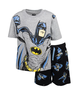 Dc Comics Boys Justice League Batman T-Shirt and French Terry Shorts Outfit Set Toddler to Big Kid