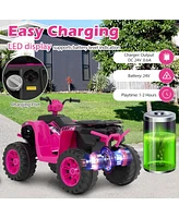 Costway 24V Kids Ride-On Electric Atv 4-Wheeler Quad Car with Wireless Connection